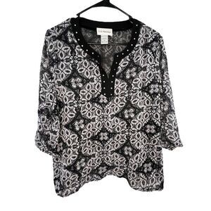C.D. Petites Floral Patterned Lightweight Blouse With Sequin Detail